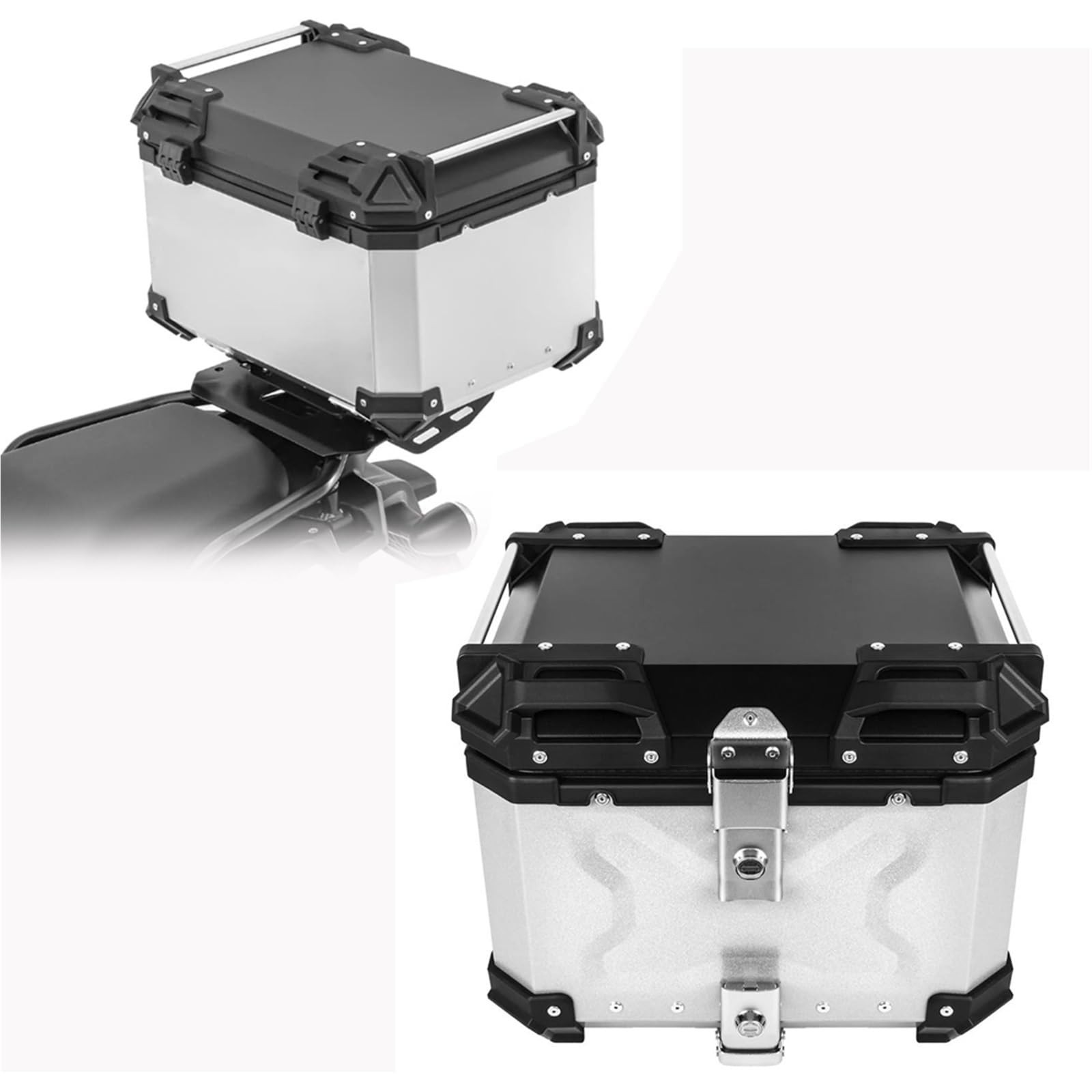 Caja de Equipaje para VOGE 525DSX 650DS 650DSX para Honda CRF1000L CRF1100L Adventure Alforjas Traseras para Maletero Motocicleta, Caja De Herramientas Aluminio, Accesorios(Silver 55LX)