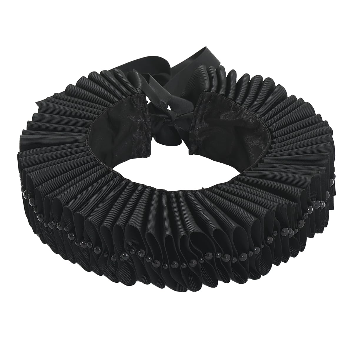 BPURB Renaissance Elisabethan Ruff Collar Neck Ruffle Collar Clown Collars, Black, One Size