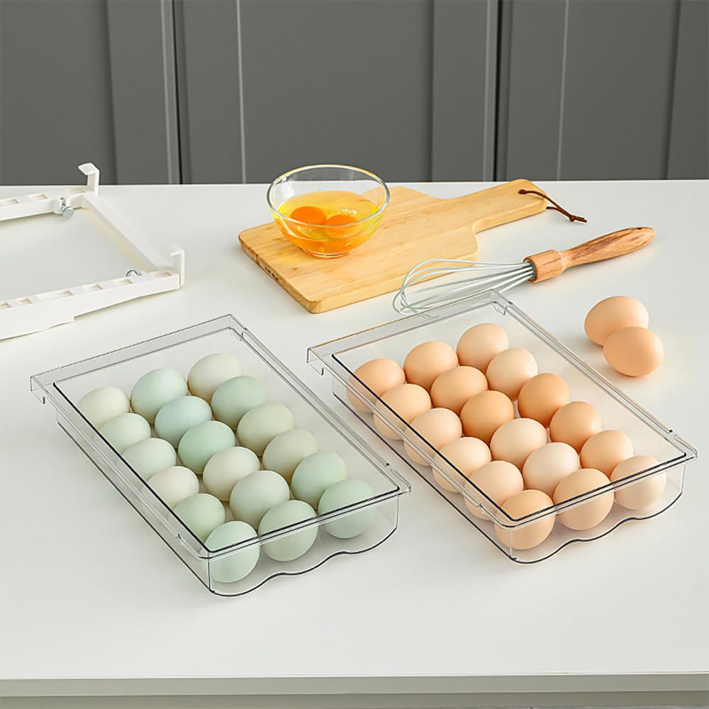 Kühlschrank Organizer, Ausziehbare Kühlschrank Schublade Organizer, Kühlschrank Aufbewahrungsbox, Kühlschrankbox Organizer Schublade, Klarer Behälter Lebensmittel Getränke Eier Obst