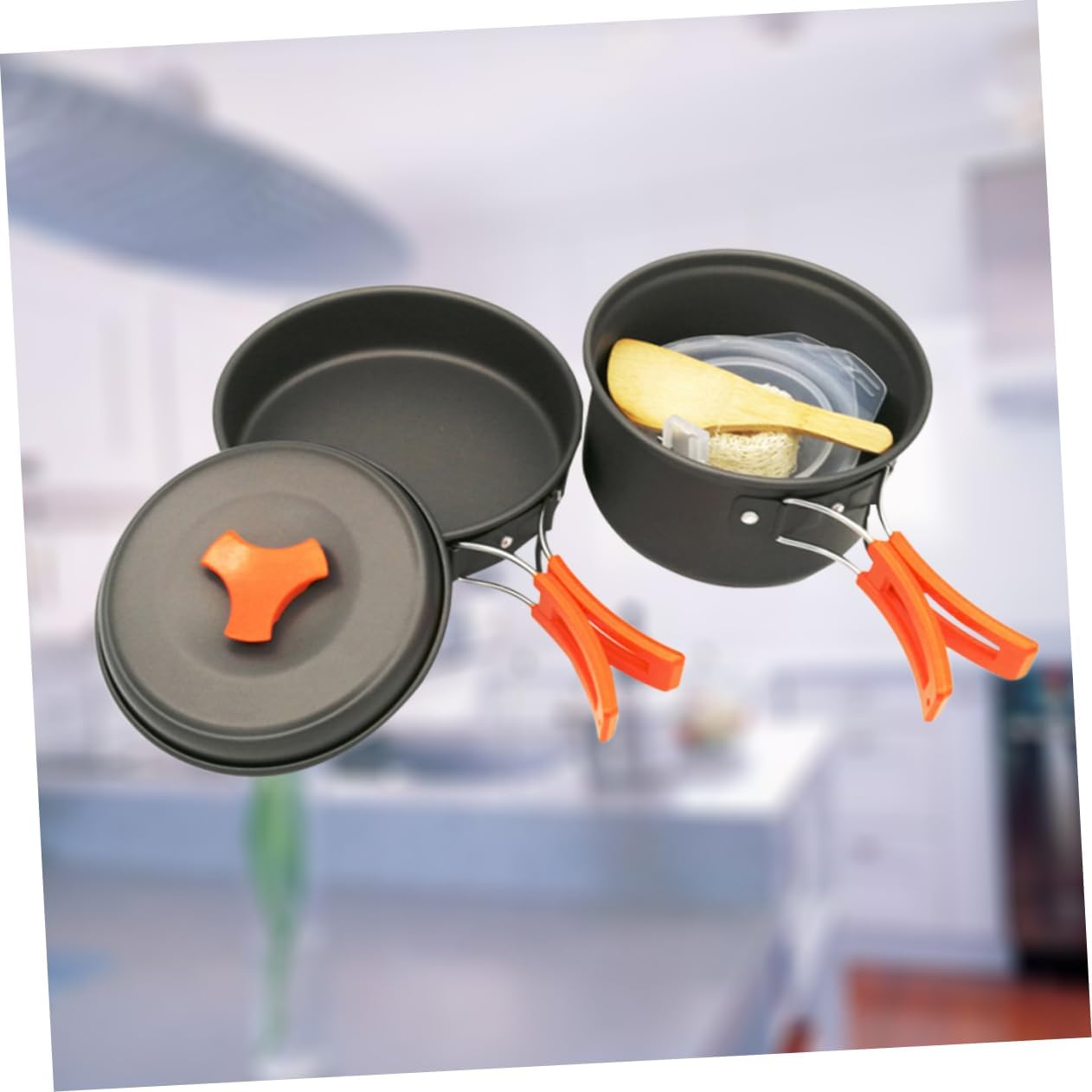 8pcs Person Camping Cookware Set Dutch Oven Pan Bowl Cutlery Outdoor Cooking Kit Barbecue Gear