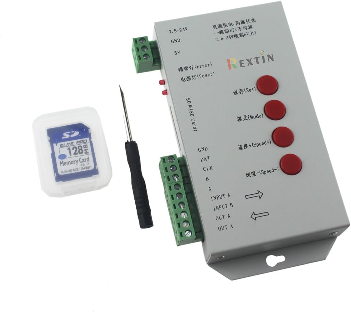 Rextin® WS2811 Pixels Digital Addressable LED String Lights Waterproof RGB Full Color 12mm DC 12V 5V (Controller)