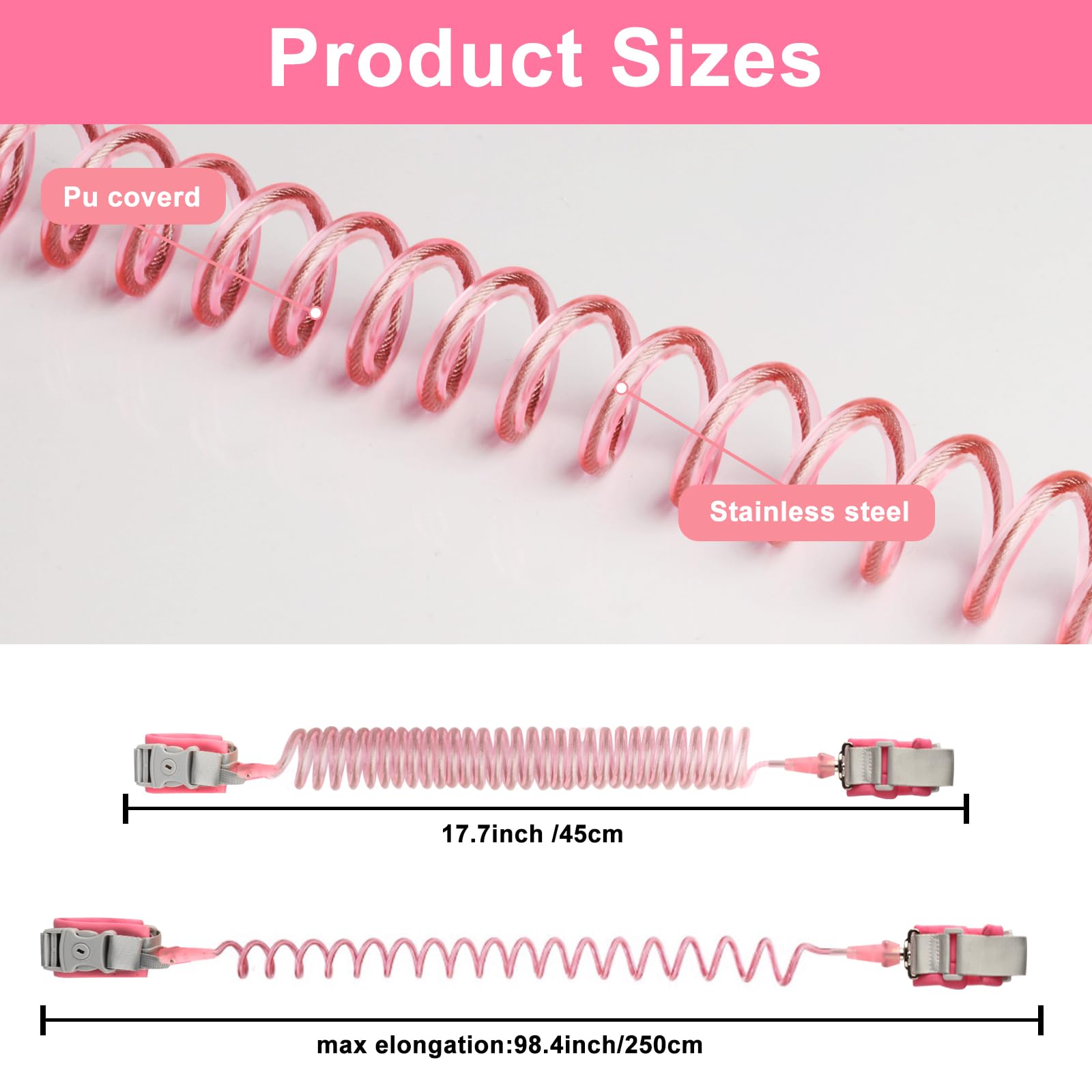 Anti Lost Toddler Wrist Reins, Anti-Lost Child Safety Wrist Link, Toddler Safety Harness Walking Leash - Image 2