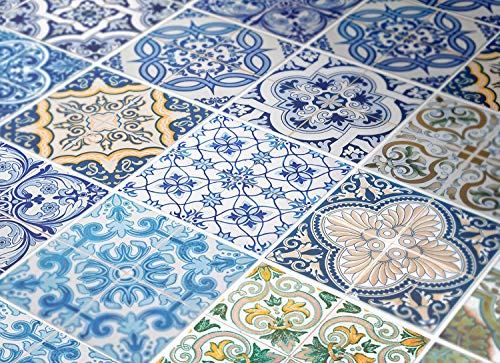 Vinilo Pared decoración del hogar Pegatinas para Escalera Azulejos portugueses Patrones escaleras Unidades N2u00a0(con 24), 12 x 12 Inches