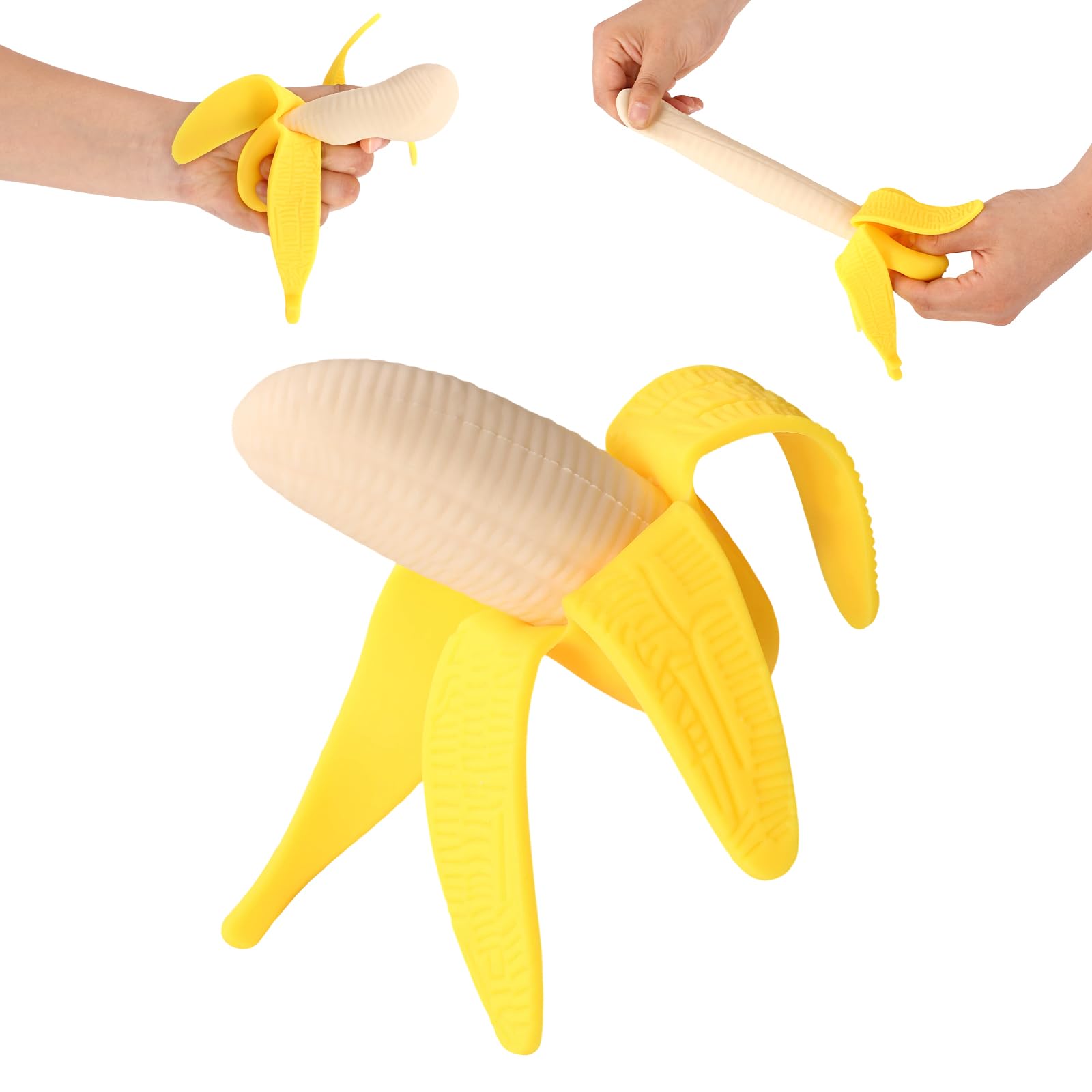 Banana Squeeze Toy, Soft Stretchy Banana Shape Squishy Toy Adorable Fruit Fidget Squeeze Strechy Party Favors Office Birthday Gifts for Adults Relaxation