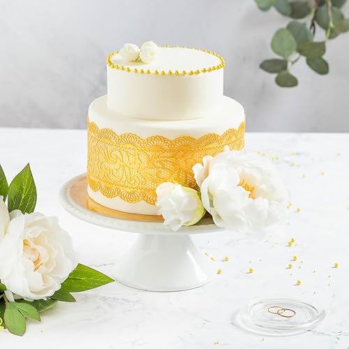 Miniatura 8 de Encaje prefabricado para tartas  ORO  Decoración de encaje comestible para tartas  Decoración de azúcar para pasteles  Cinta comestible  Incluye 3