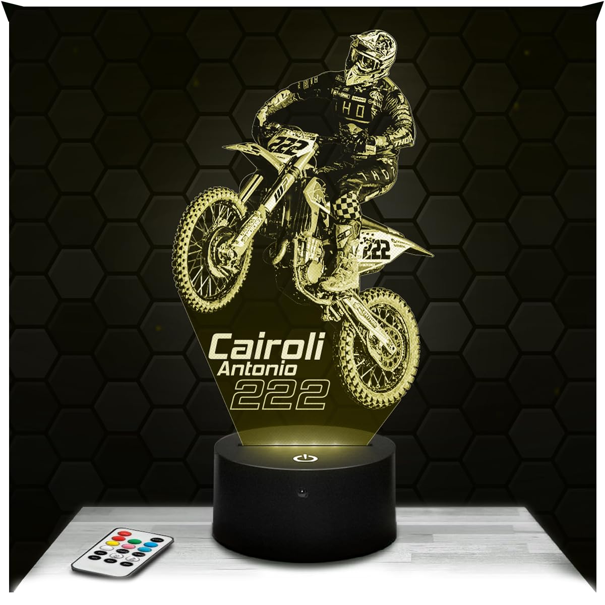 Lampephoto.fr - Moto Cross Antonio Cairoli 3D Lamp, Night Light 3D LED Illusion Lamp, Gift idea for Men Motorcycle, Gifts Merchandise for Boys and Girls, Children's or Adult Bedroom Night Light