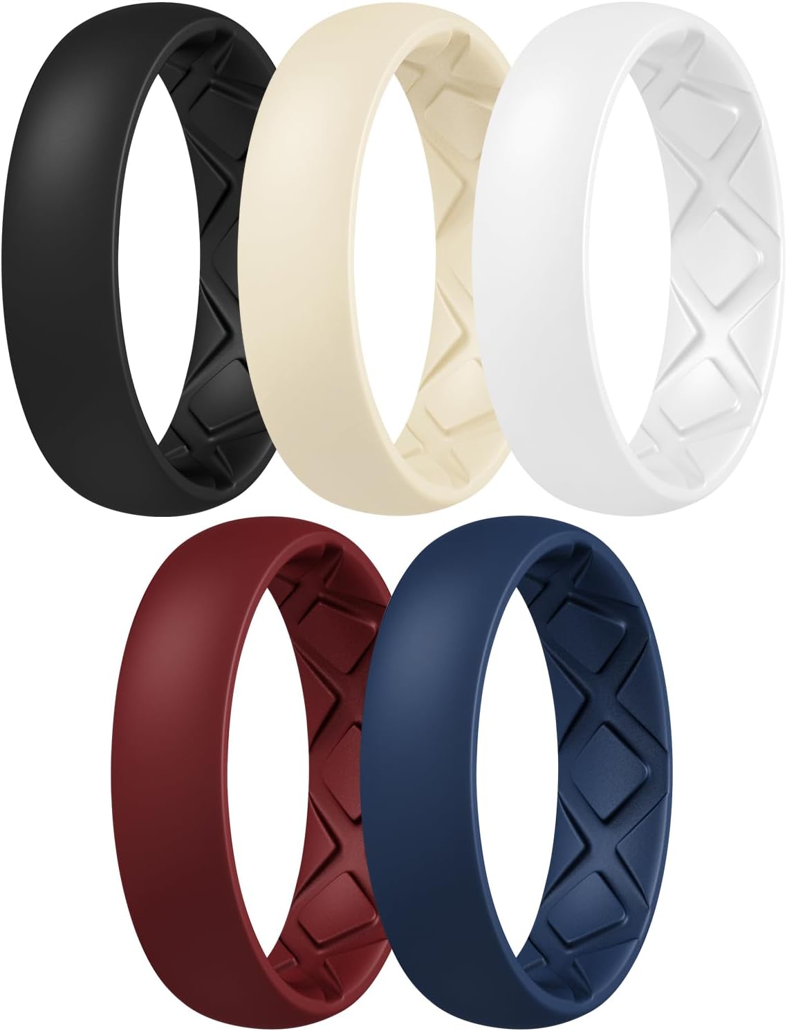 Egnaro Inner Arc Ergonomic Breathable Design, Silicone Rings for Women with half sizes, Women’s Silicone Wedding Band，5.5mm Wide-2mm Thick