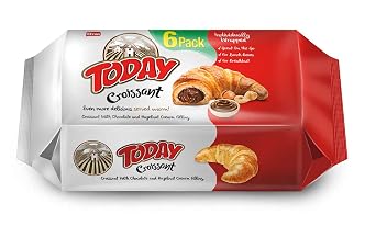 Elvan Today Chocolate Croissants (Pack of 6) | Individually Wrapped, Buttery Soft Croissant, Ready to eat Breakfast Pastry, or Lunchbox Snacks