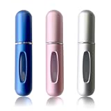 Refillable Perfume Atomizer Bottle&comma; Pocket Cologne Sprayer&comma; Travel Mini Perfume Atomizer Container Multicolor Perfume Spray&comma; Scent Pump Case for Traveling 3 Pcs Pack of 5ml&comma; Blue-Silver-Rose Pink