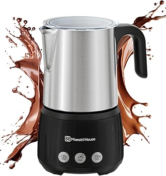 Maestri House Milk Frother, 4-in-1 ClassicFro 500 Electric Milk Steamer and Frother, 16.9OZ 600W Smart Touch Control Hot and Cold Foam Maker, Memory Function for Latte, Cappuccinos, Chocolate Milk