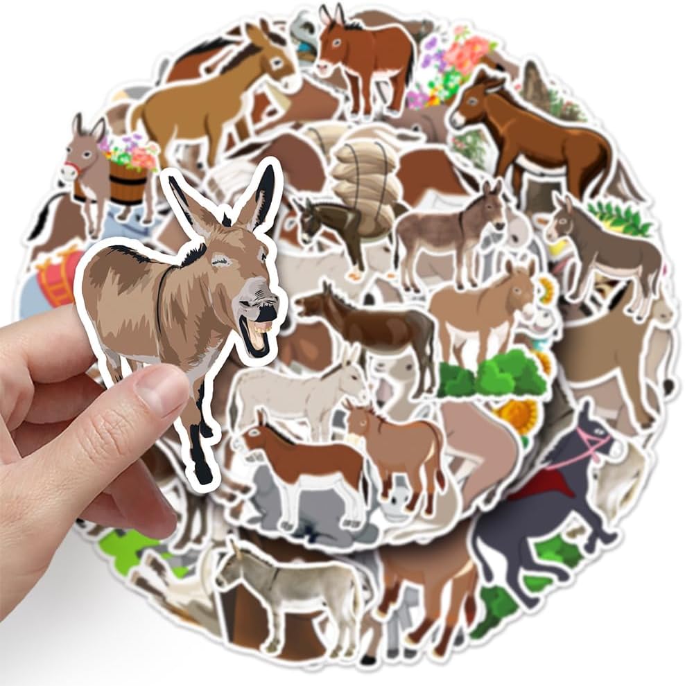 50Pcs Donkey Stickers Waterproof Vinyl Decals image 4