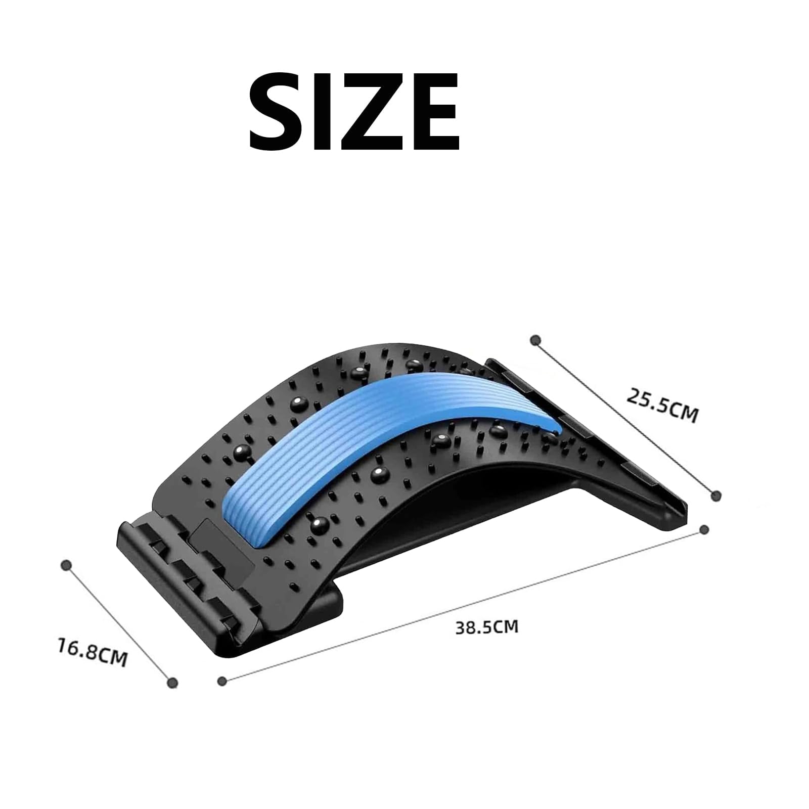 Planche de Soutien Lombaire Ajustable 4 Niveaux, Étireur Lombaire pour Posture Améliorée, Support Ergonomique Bleu