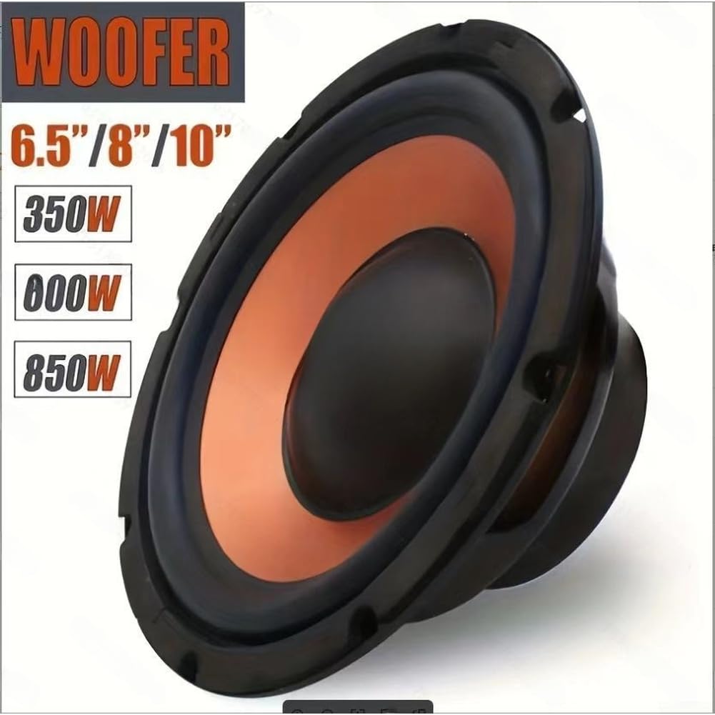 Altoparlante per auto Deep Bass 6,5 pollici nero arancione (10" neutro) | Dimensioni 20,3 cm, ferro resistente, suono dinamico, finitura nero arancione, stereo per auto