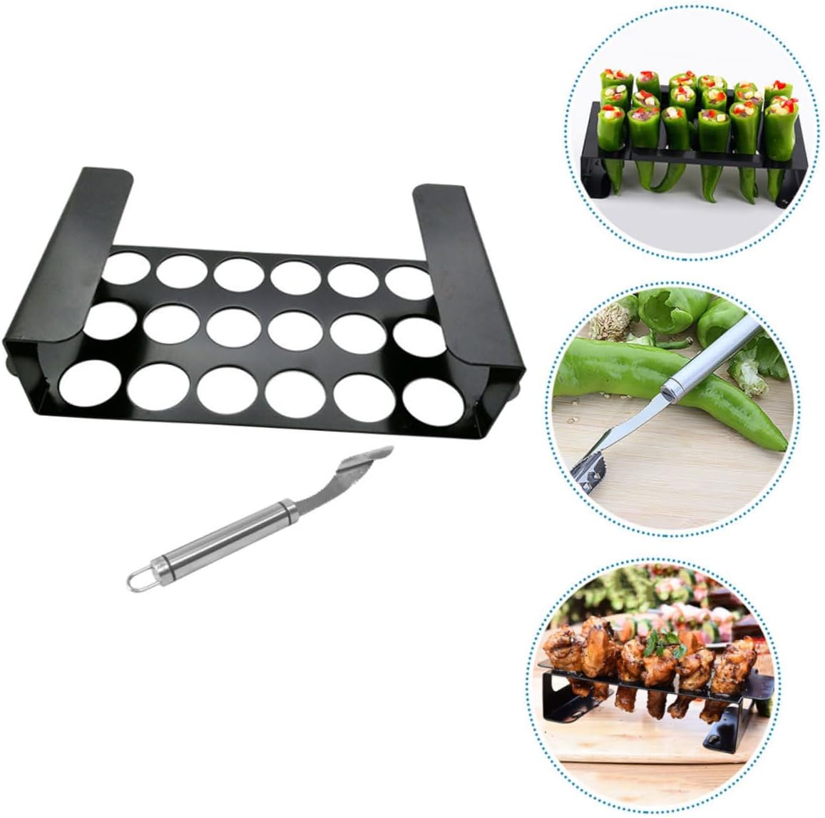 Multi-Functional Pepper Grill Holder BBQ Rack Chili Corer Tool Chicken Wings Roaster for BBQ Kitchen