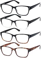 Vista 1 de Reading Glasses for Men Lightweight Square Readers Stylish Cheaters Reader Glasses Spring Hinge Comfortable Fit 4 Pack
