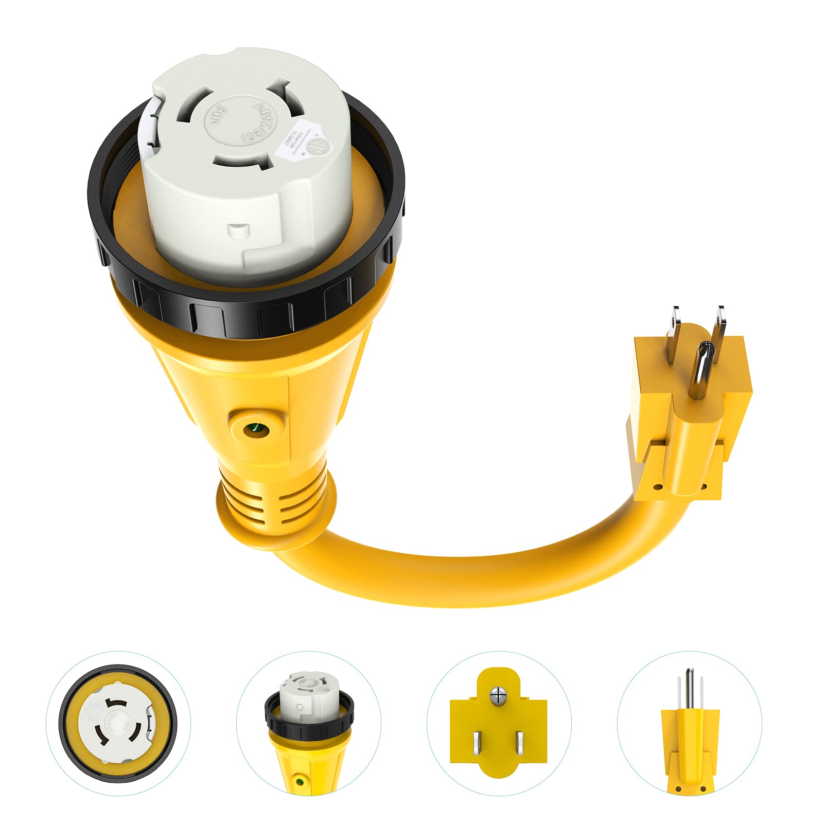 Buy Kohree 50 Amp to 15 Amp 110V RV Adapter Plug, 15 Amp Male to 50 Amp