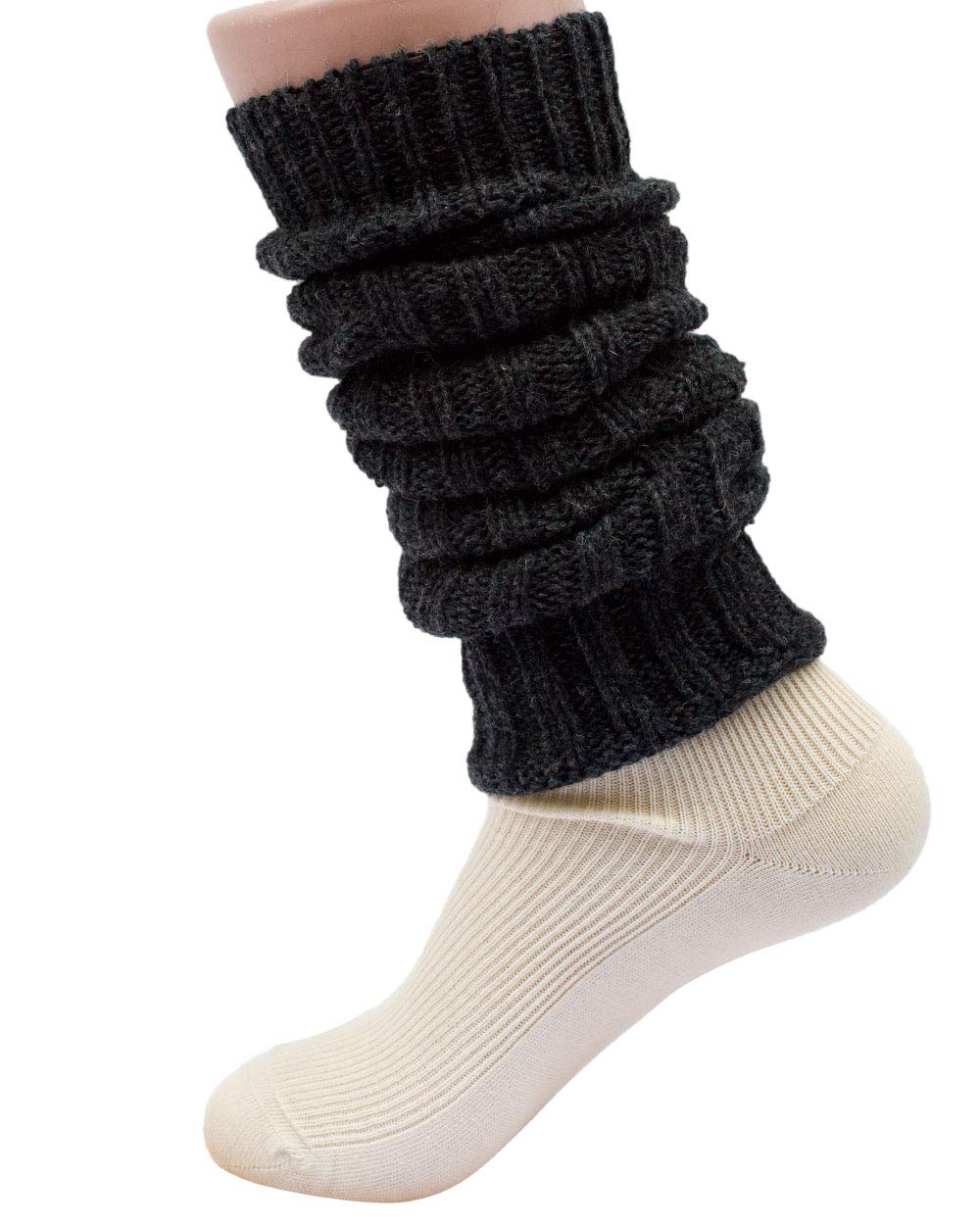 Hirsch Natur Unisex Charcoal Leg Warmers, 100% Wool (Controlled Organic Cultivation). - Grey - One Size