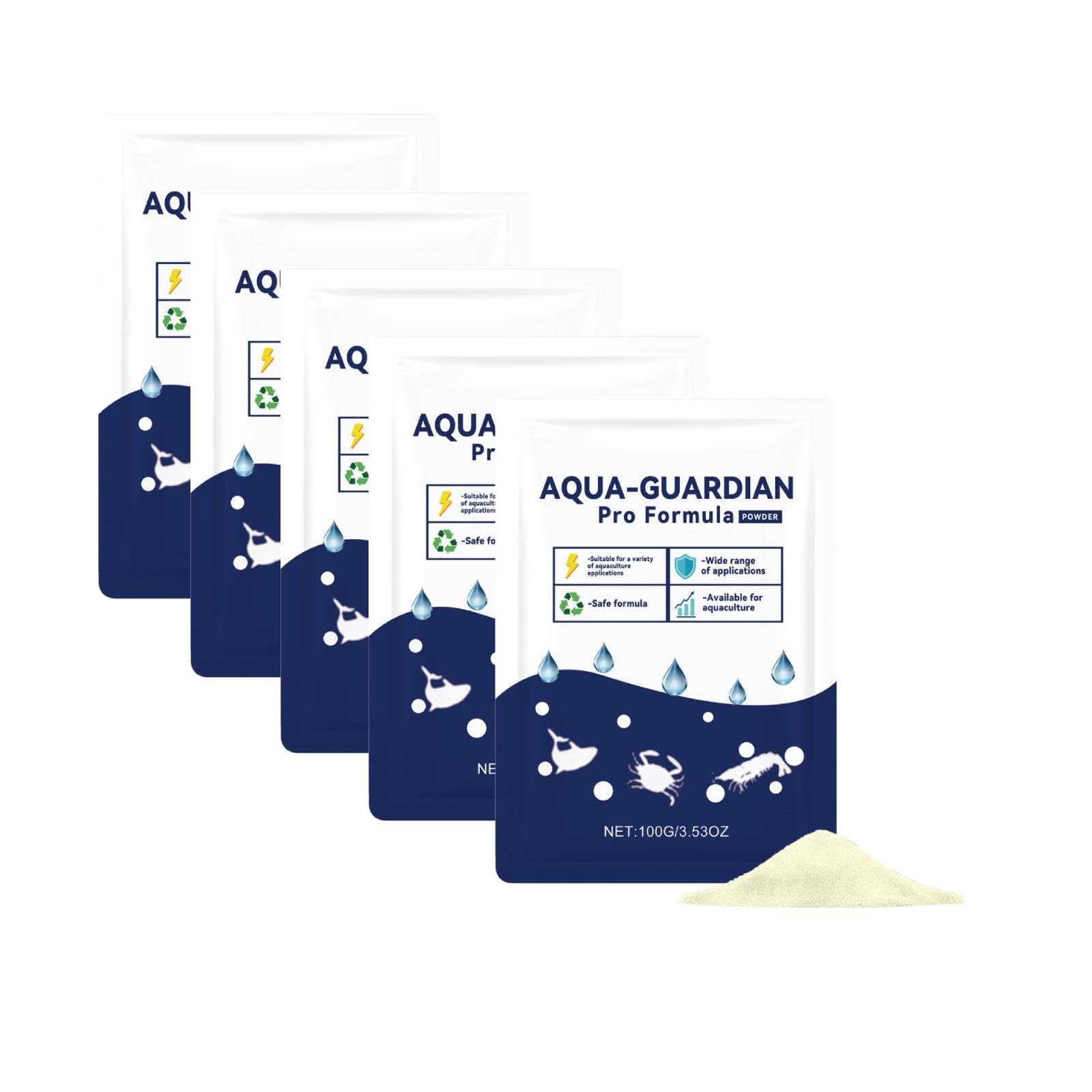 Aqua Guardian Pro Formula for Pond, 2026 New Aquatic Care Powder, Aquatic Care Powder Pond and Aquarium for Fish, Shrimp & Crab, Maintenance Friendly, Clear Long-Lasting, Resealable Pouch (5)