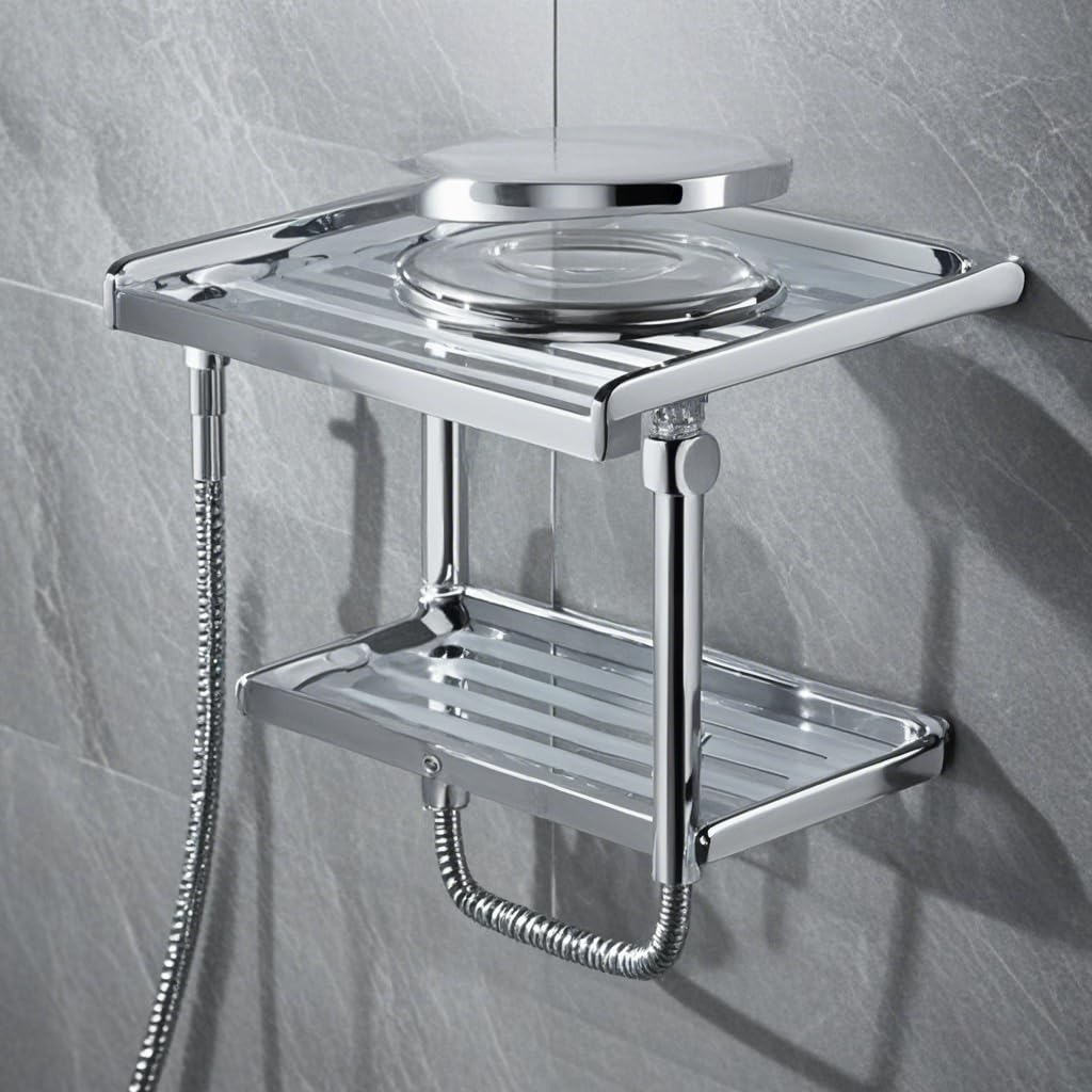 Ezprotekt Shower Caddy Adhesive No Drilling Stainless Steel Shower Shelves Rust Proof Shower Shelves Wall-Mounted Shower Holder Bathroom