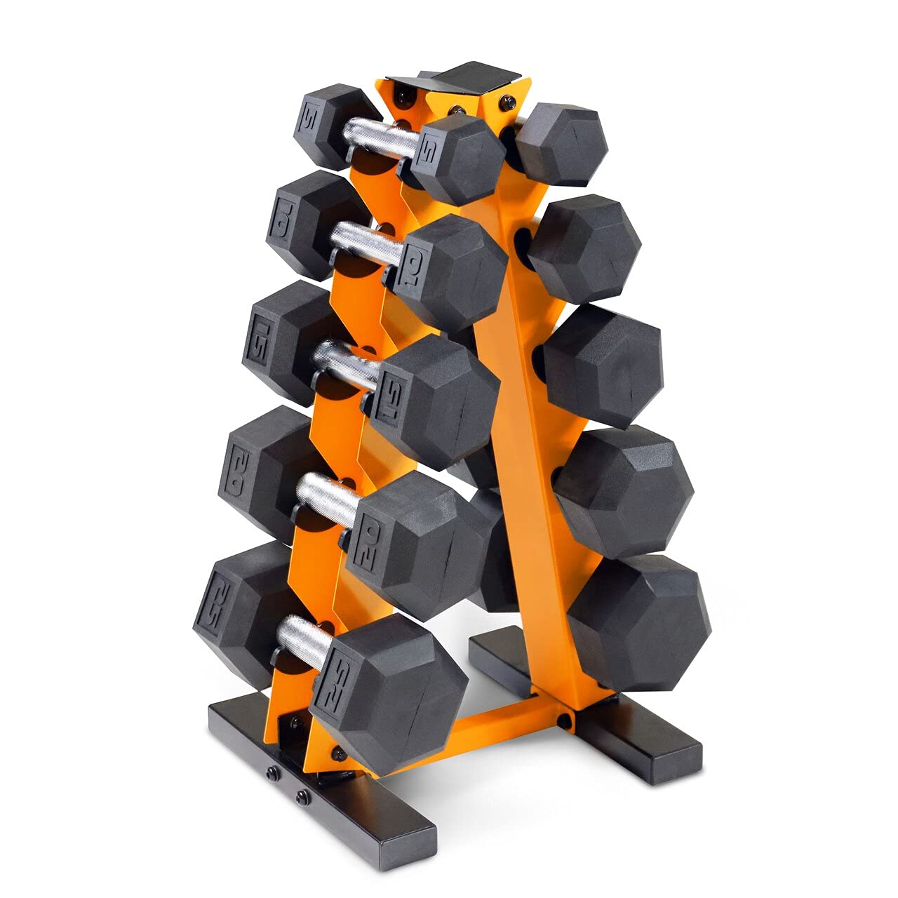 Dumbbell Set WF Athletic Supply Rubber Coated Hex With Two Tier