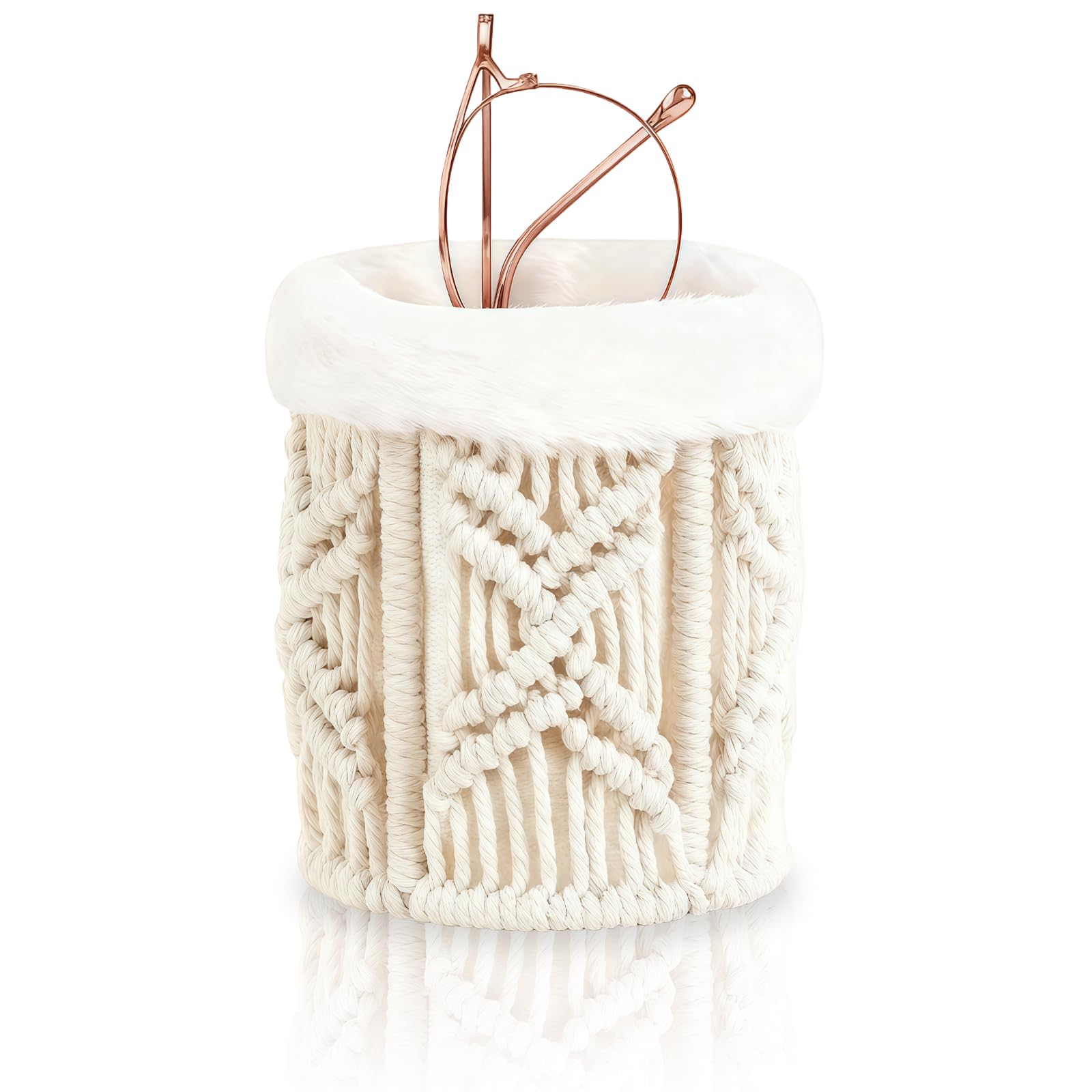 Glasses Holder for Nightstand, Anti-scratch Plush Lined Eyeglass Holder Stand, for Table, Desk, Nightstand, Office,Boho Decor Eyeglass Case