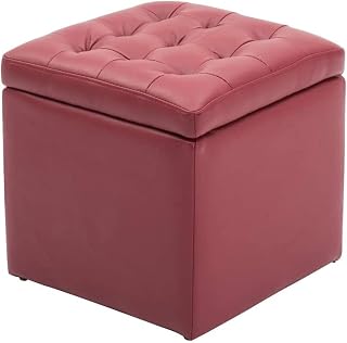 ROLTIN Dressing Table Footrest Sofa Stool, European Shoe Bench, Home Living Room, Stool Storage, Storage Stool 40×40×40cm Seat Foot Stool (Burgundy) (Burgundy)