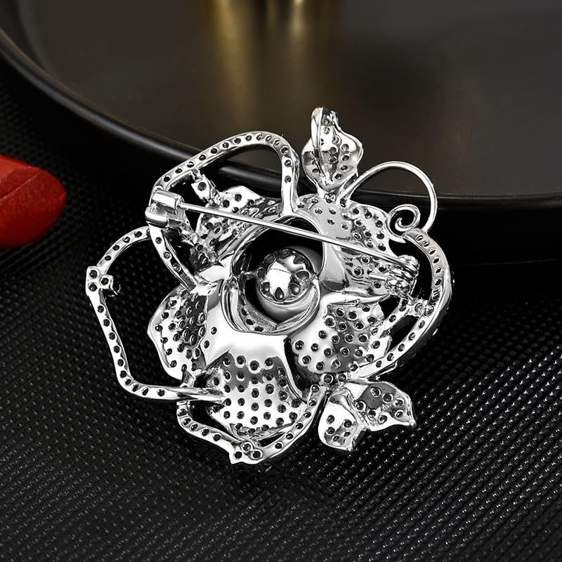 Image of Flower Brooch Pin - Rhinestone Flower Pin 18k Gold Plated - Thanksgiving Day, Birthday, Wedding Gifts for Mom, Wife
