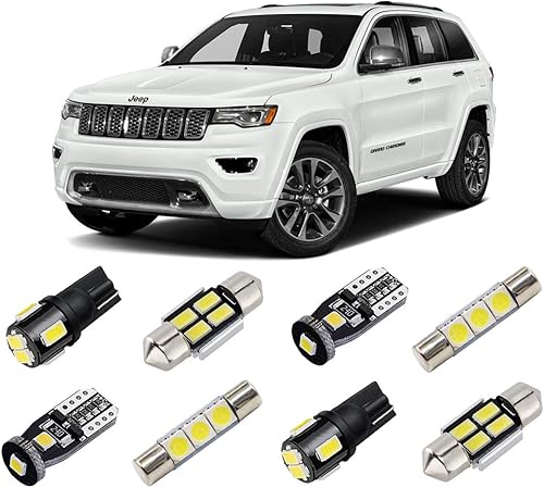 Kit de luces LED interiores blancas para Jeep Grand Cherokee 2011 2012 2013 2014 2015 2016 2017 2018 2019 2020 Super Bright 6000K paquete de