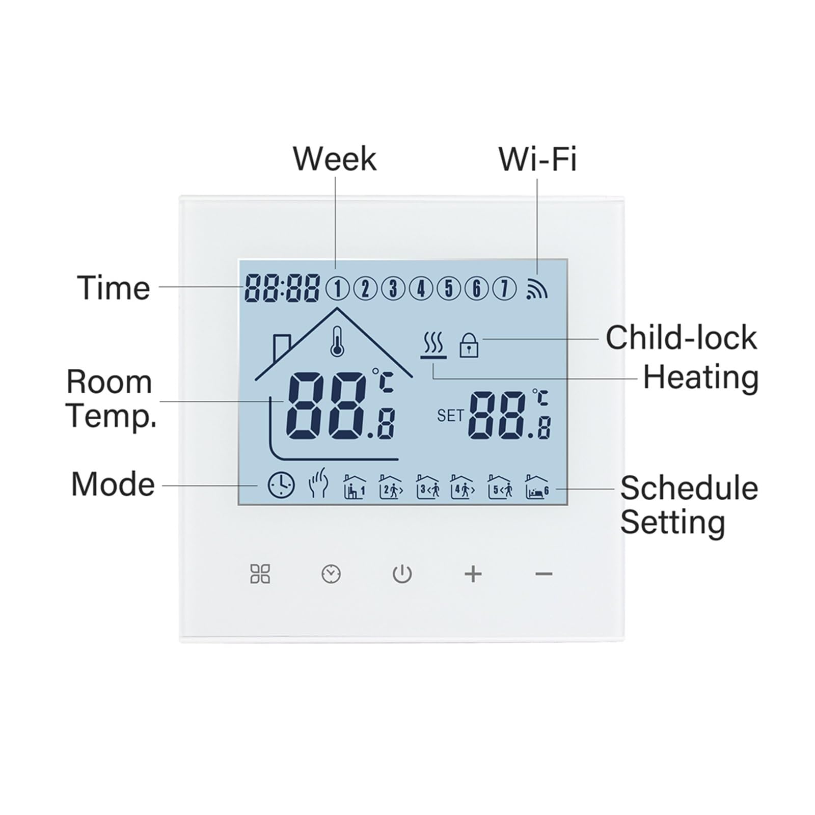 Termostato Inteligente WiFi Calentamiento de Suelo eléctrico Control Remoto Temperatura Caldera Agua/Gas Ahorra EnergíA Y Costes De CalefaccióN(TDR89W-WPB)