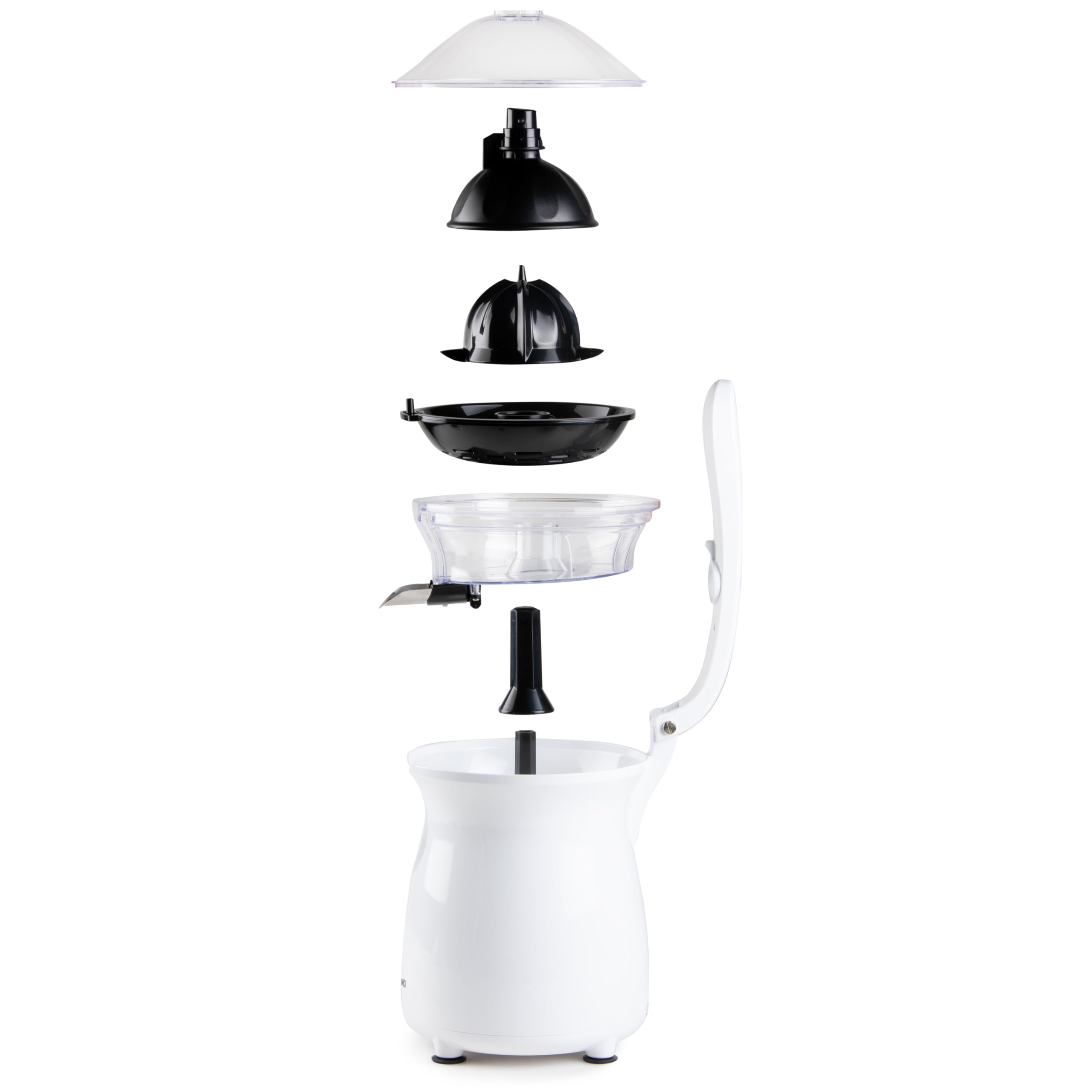 DOMO DO9269J Exprimidor eléctrico con palanca – Good Morning – Con colador de pulpa ajustable – 160 W – Blanco/Negro