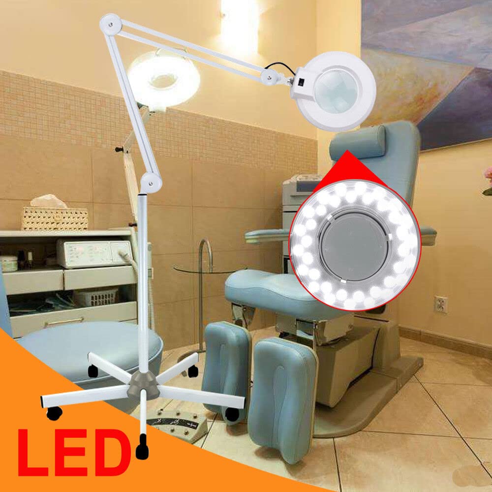 Kosmetikstudio Lupe Lampe Standleuchte LupenleuchteLupenleuchte mit Standfuß 8X Dioptrien 120 LEDs Lupenleuchte Kaltlicht Kosmetik Lupe Standlupe Lupenlampe,für Arbeit, Lesen, Hobbys, Nähen