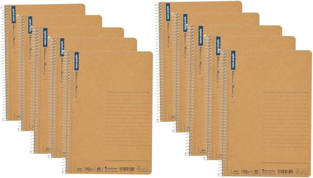 Maruman N236ES Notebook, Ring Notebook, 0.26 inches (6.5 mm), Ruled, Basic, B5, 80 Pieces, Set of 5