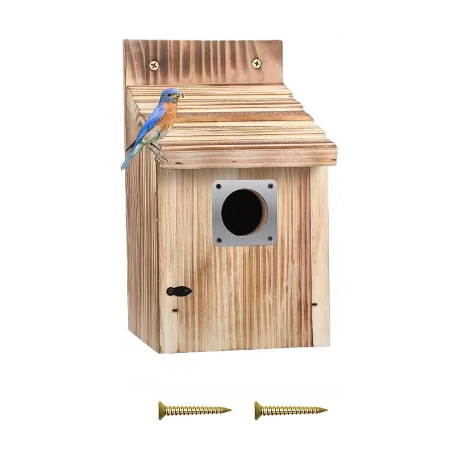 Bird Box for Outside, Wooden Bird House for Garden, Weatherproof, B