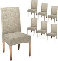 Vista 25 de TOMWISH Fundas para Sillas De Comedor 6, Fundas para sillas de comedor, pintura de arte abstracto, funda extraíble elástica de elastano para silla