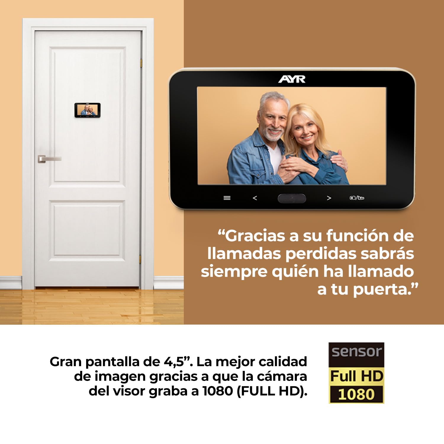 Mirilla Digital 759-HD Lite - Full HD. Acabado níquel Satinado.