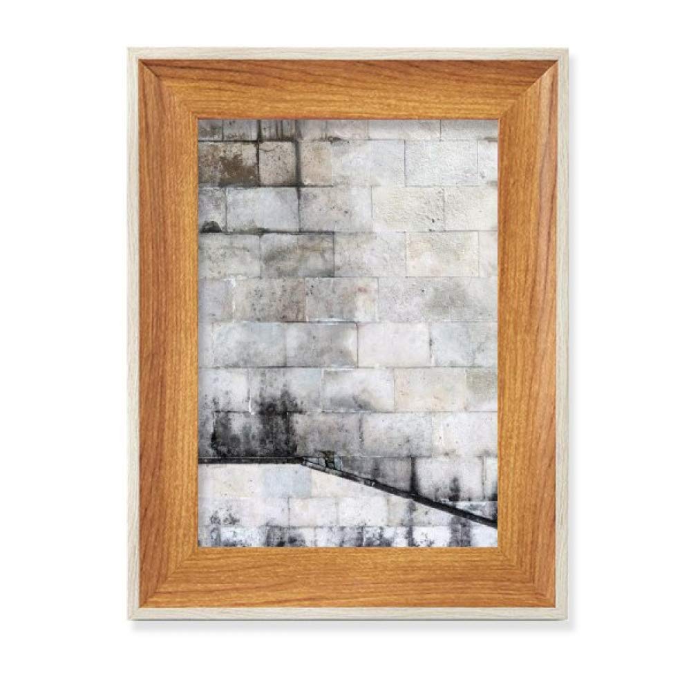 Cadre photo bois briques noir et blanc pour salon contemporain