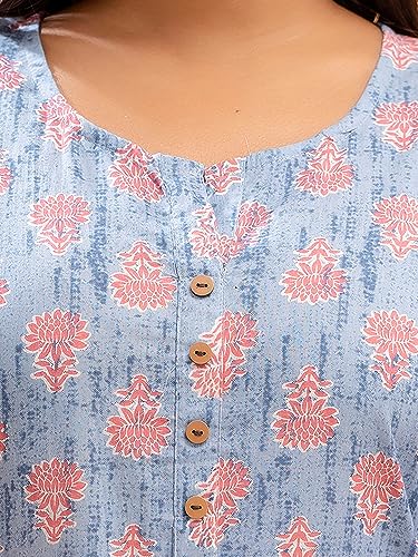 Image of feranoid Women Cotton Printed Straight Short Kurti