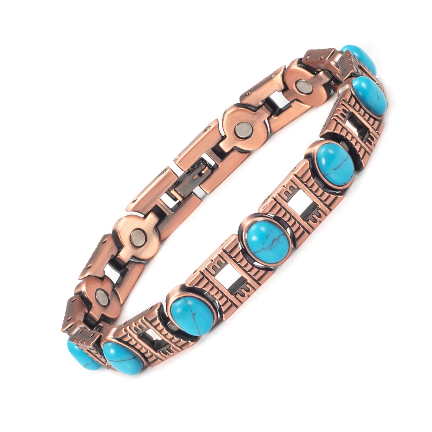 EnerCoppeX Pulseras magnéticas de cobre puro para mujer para artritis y articulaciones, pulsera