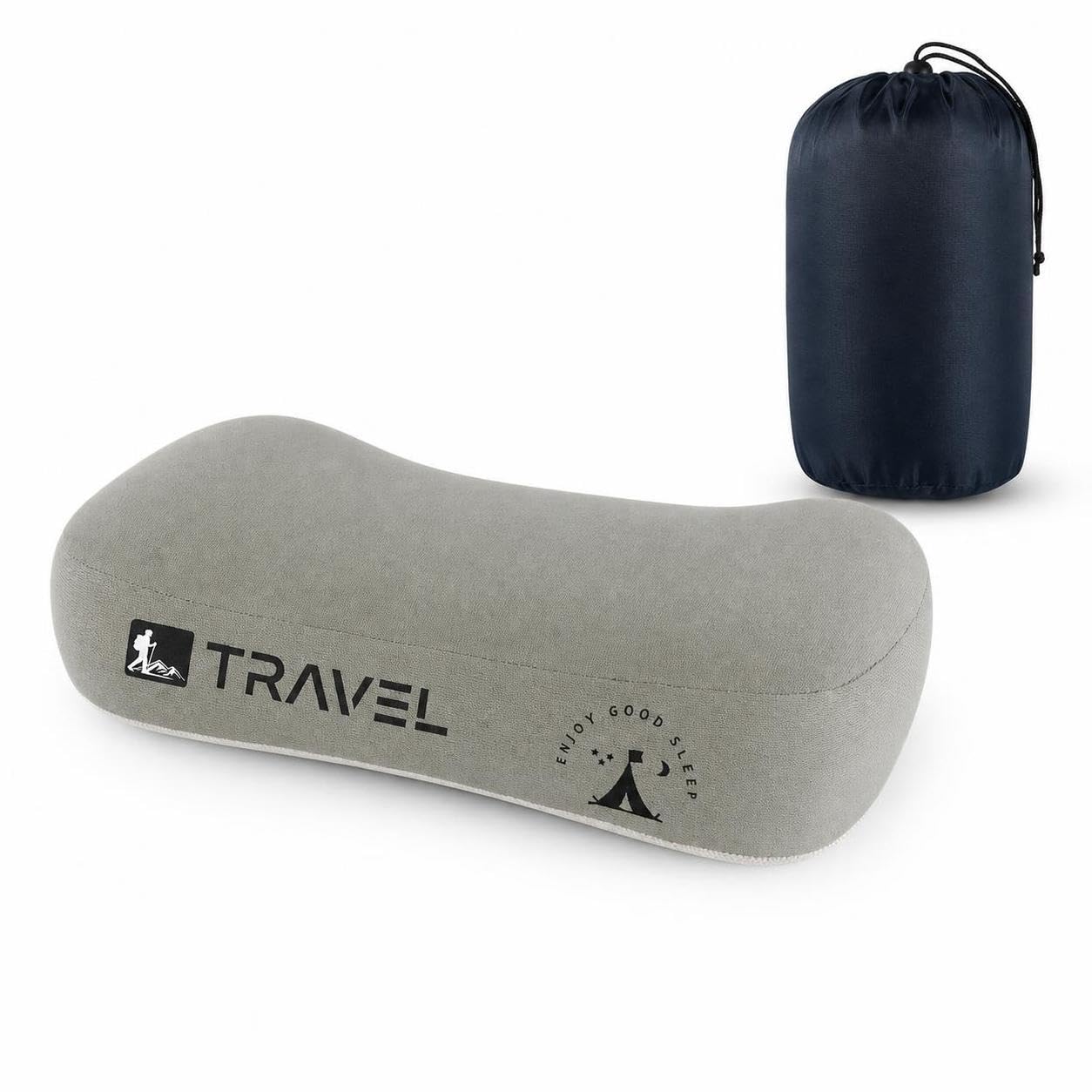 Almohada Viaje Viscoelástica para Cuello, Soporte Cervical Portátil con Espuma, Gris Estrellado