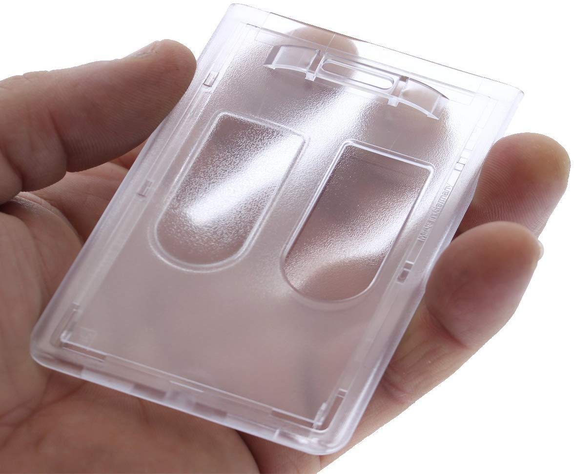 50x Ausweishalter Kartenhülle Ausweishülle Daumenschub 2 KARTEN Transparent vertikal