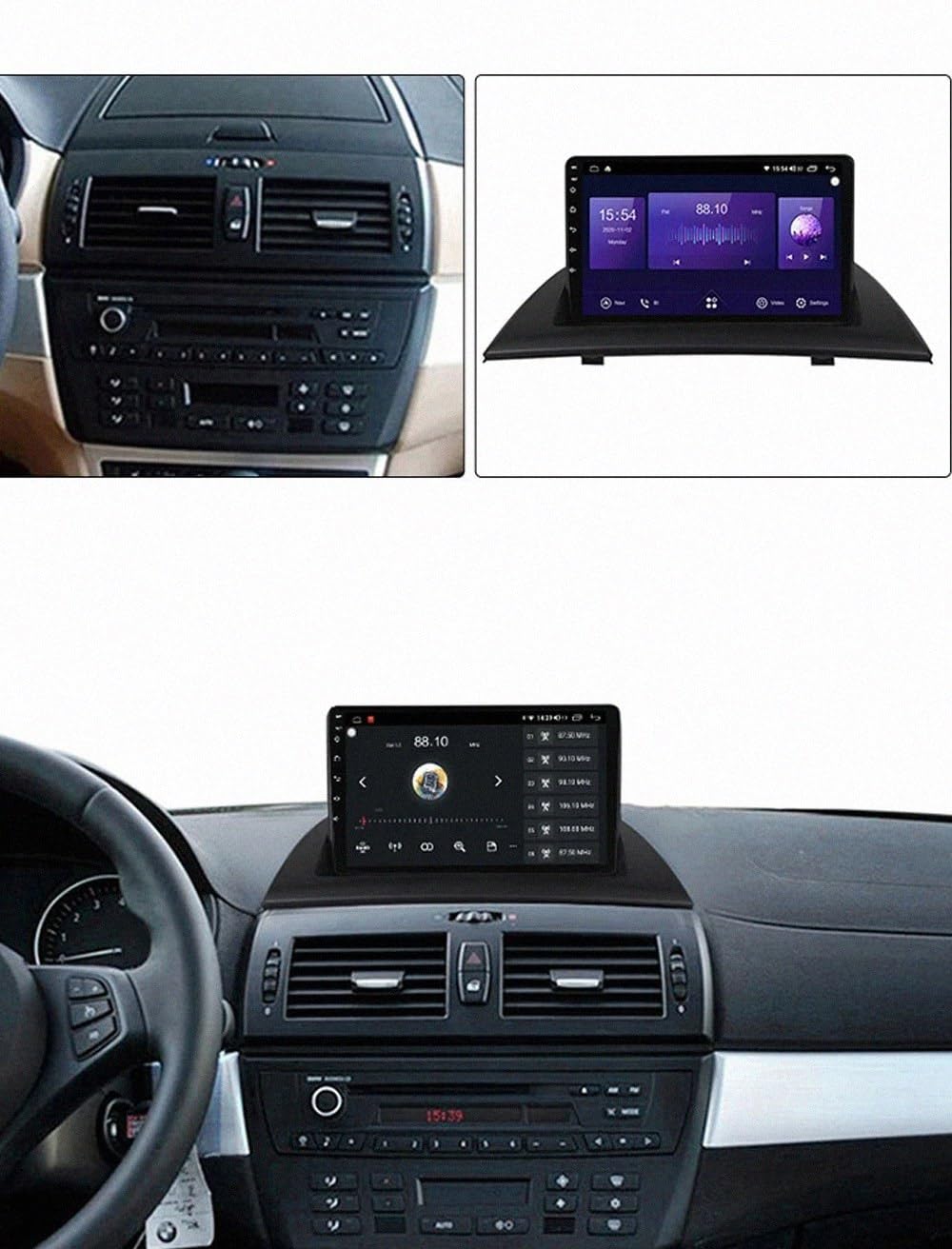Car Stereo Carplay Radio de Coche para BMW X3 E83 2004-2012 Soporta Bluetooth, Control Volante, USB, WiFi, 4G, Mirror-Link, GPS Navegador/Radio FM, 4 Nuclear 1G+32G