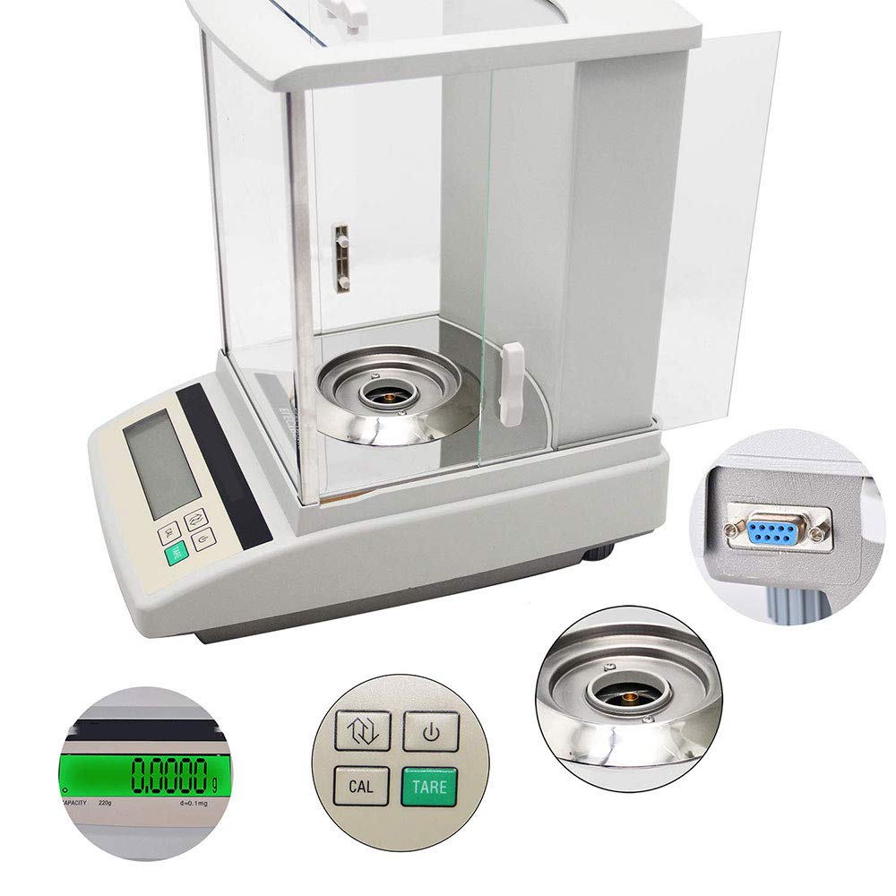Báscula de precisión para Laboratorios/balanzas de precisión para Laboratorios Balanza analítica precisa Balanza Digital de 200 g/0,1 MG para Laboratorios y farmacias Jewe，