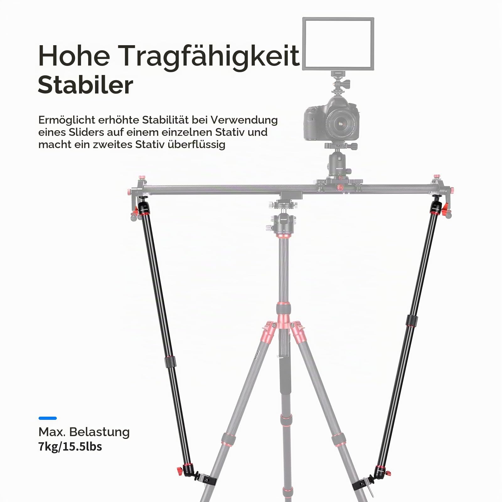 Neewer Kamera Slider Stützarm 2 Pack Verstellbarer Stativ-Stabilitätsarm zur Erhöhung der Stabilität aus Aluminiumlegierung – Bild 2