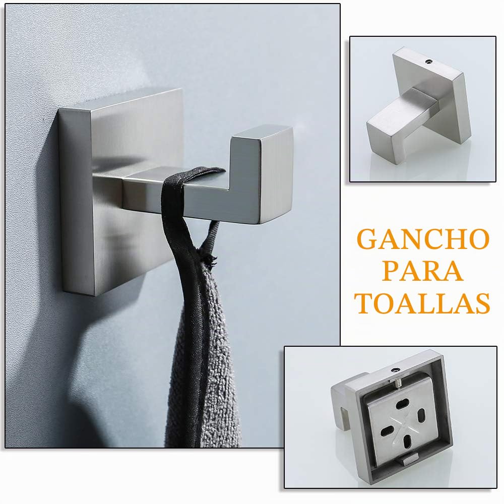 Turs de 3 Piezas Baño Accesorio Establecer Sus 304 Acero Inoxidable Inodoro Papel Titular Toalla Bar/Titular Gancho de Bata Montaje en Pared, Cepillado, Q7010BR