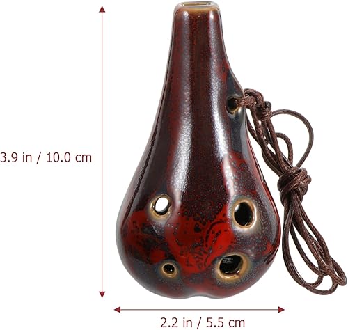 Miniatura 2 de Vaguelly 6 Agujeros Ocarina Alto C de cerámica Ocarina Instrumento Musical Regalo para Principiantes Niños Adultos con Cuello Correa Instrumento de