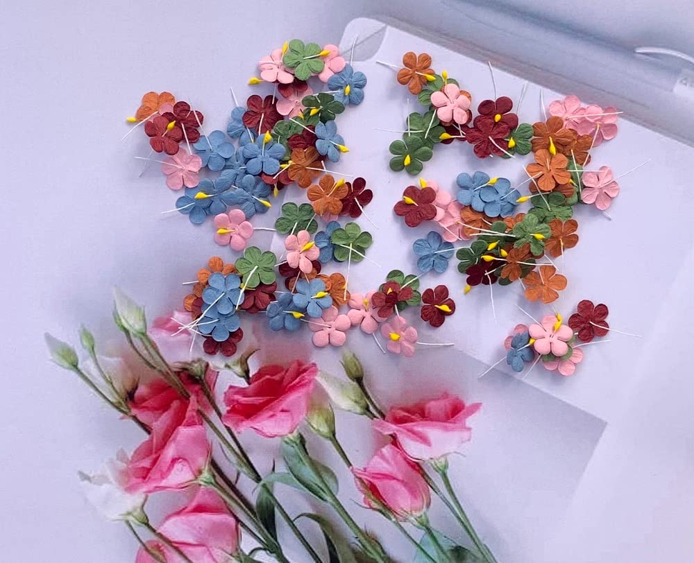 Fiori Decorative In Carta Di Gelso Fatti A Mano – 5 Cm – 50 Pezzi – Ortensie Multicolore Per Scrapbooking - 4