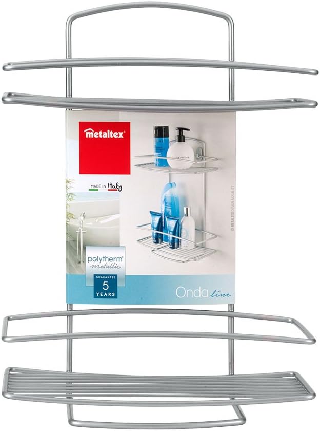 Metaltex Shelf "Onda" with 2 Stages, Silver, 26 x 11 x 35 cm, 34.7 x 26 x 10.5 cm - Image 5