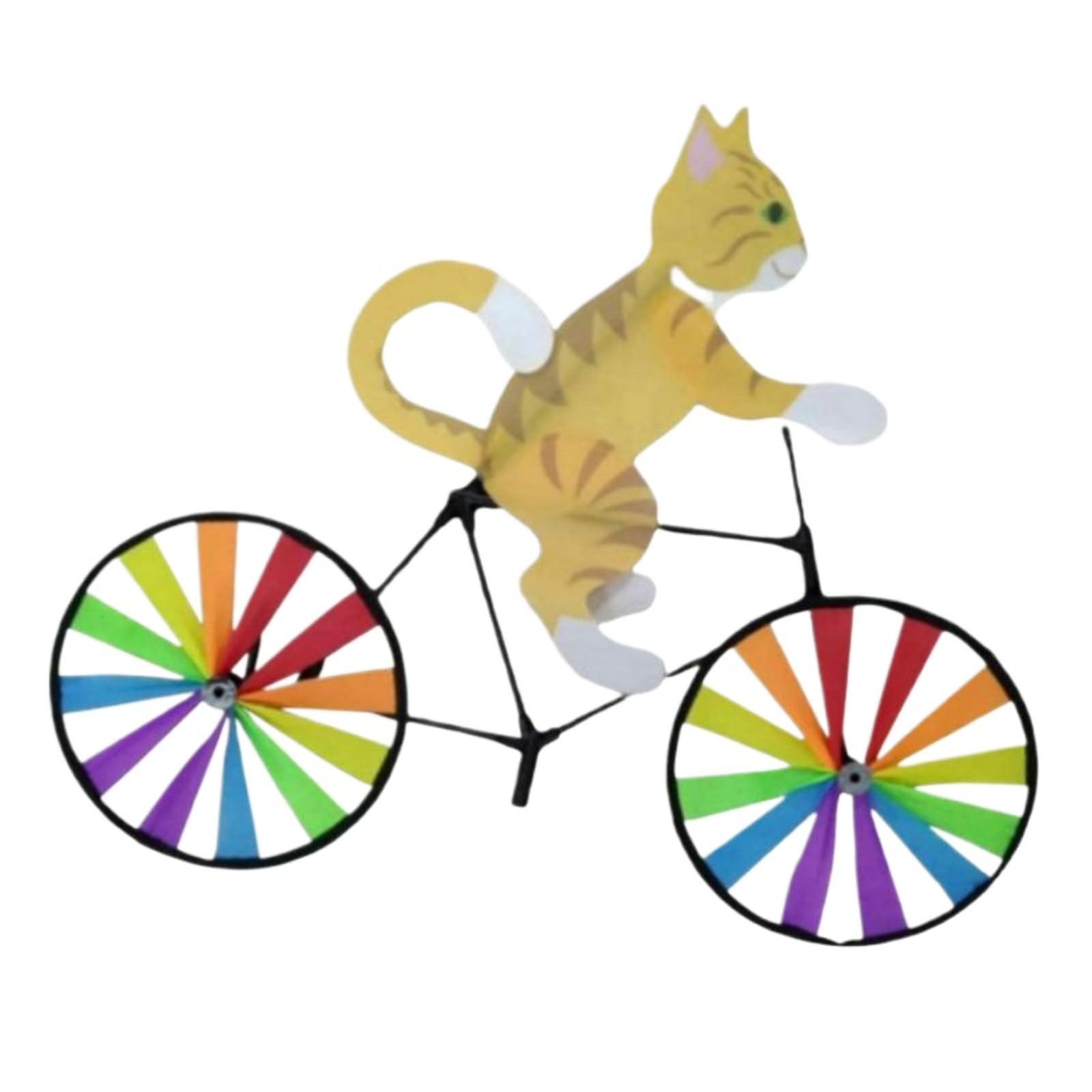 PetPhindU Wind Spinner Cartoon Cat Dog Bicycle Garden Stake Garden Wind Spinners Garden Windmill Spinners Bike Spinners for Garden Outdoor Courtyard Lawn Sandy Beach (Yellow,35.4 * 19.7 inch)