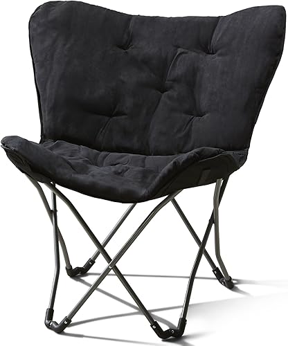 Silla plegable de tela de gamuza Mirco color  negro