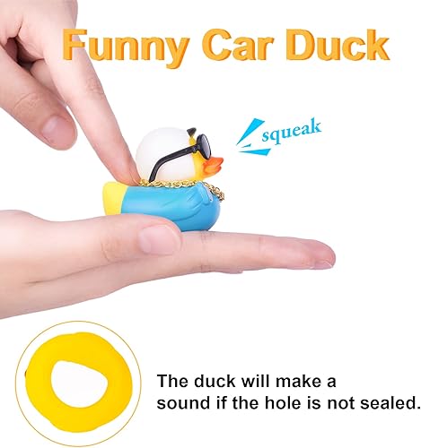 Miniatura 4 de MuMyer Decoraciones de pato para tablero de automóvil adornos de goma para decoración de tablero de automóvil accesorios con mini anillo de natación